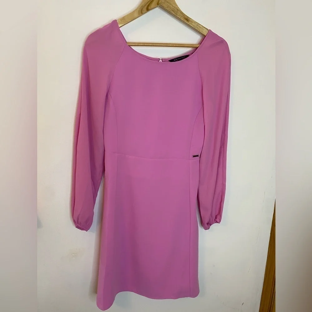 armani exchange pink dress Armani Exchange Pink Long Sleeve Swing Dress